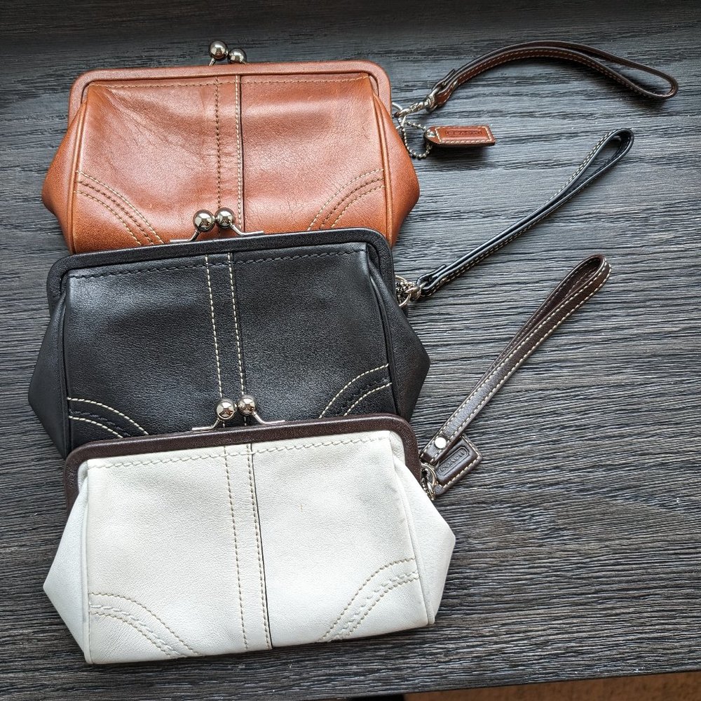 Coach Leather Soho Framed Kiss Lock Clutches set of 3
